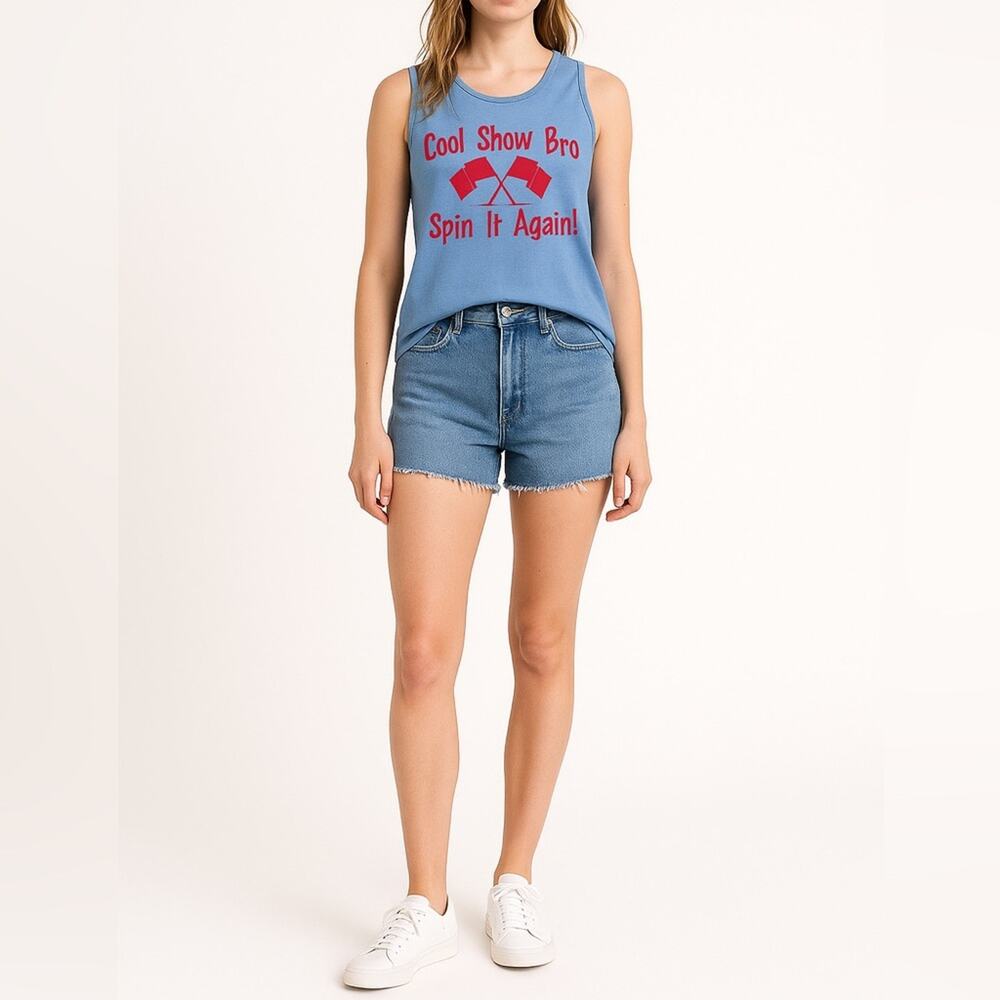Y2K GILDAN Novelty Graphic Tank Top | Small | Blue Red | Retro Streetwear